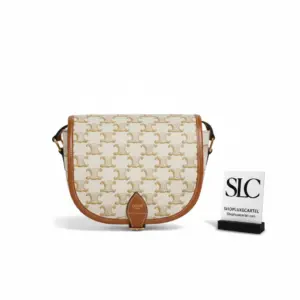 Medium Folco Crossbody Bag in Triomphe Canvas White 191502