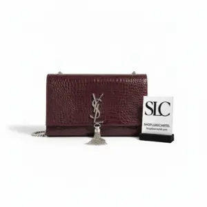 Medium Kate Tassel Shoulder Bag in Embossed Crocodile Leather 354119