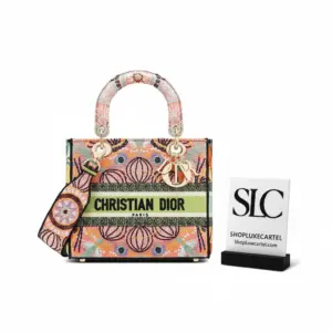 Medium Lady D-Lite Top Handle Bag with Lights Embroidery M0565