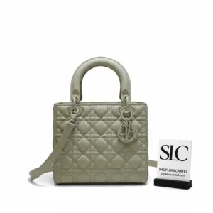 Medium Lady Top Handle Bag in Ultramatte Cannage Calfskin M0565