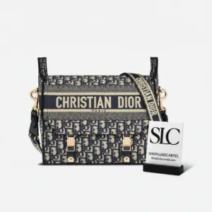 Medium Messenger Bag with Blue Oblique Embroidery M1240