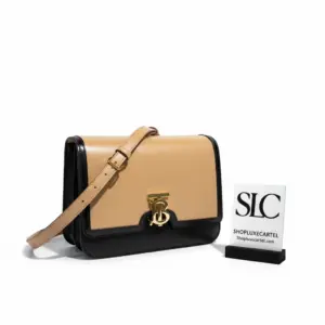 Medium Structured Flap Shoulder Bag in Two-tone Leather 80115771