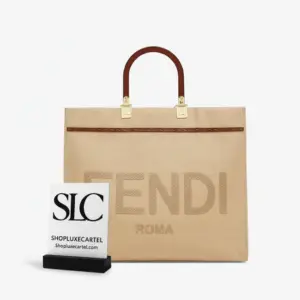 Medium Sunshine Woven Canvas Shopper Tote in Beige 8BH386