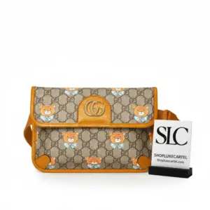 Men's Coated Canvas Belt Bag with Bear Print 647817