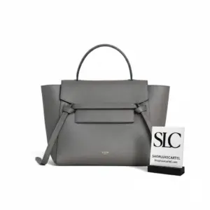 Micro Top Handle Bag in Grey Grained Calfskin 189153