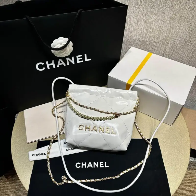 Mini-22-Shoulder-Bag-with-Pearl-Chain-in-Crumpled-Calfskin-AS3980-White-Mini-22-Shoulder-Bag-with-Pearl-Chain-in-Crumpled-Calfskin-AS3980-White-1.webp