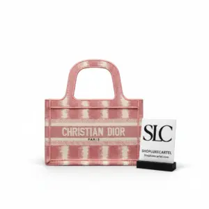 Mini Book Style Tote with Pink D-Stripes Embroidery S5475