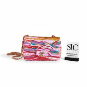 Mini Flap Shoulder Bag with Pink Gradient Beading AS1116