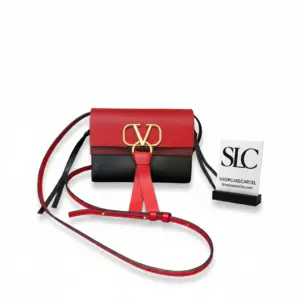 Mini V-Logo Two-Tone Smooth Leather Shoulder Crossbody Bag 0004
