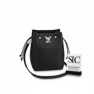 Miniature Lock Detail Drawstring Crossbody Bucket Bag M68709