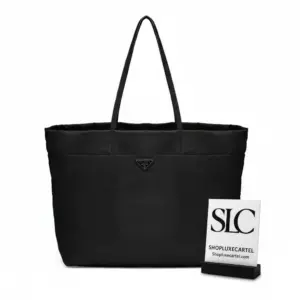 Mixed Material Tote in Re-Nylon and Saffiano Leather 1BG107