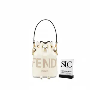 Mon Tresor Mini Logo-Print Drawstring Leather Bucket Bag 8BS010