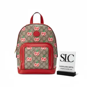 Monogram Apple Print Small Dome Canvas Backpack 601296