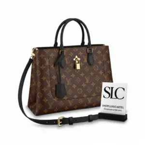 Monogram Canvas Flower Accent Top Handle Tote Black M43550