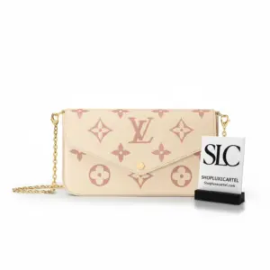 Monogram Embossed Leather Pochette Chain Crossbody Bag Pink M82047