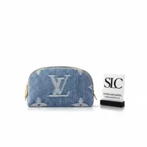 Monogram Print Denim Small Cosmetic Pouch PM M24316