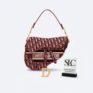 Monogram Print Embroidered Velvet Saddle Shoulder Bag M0446C