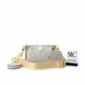 Monogram Print Multi-Piece Pochette Crossbody Bag in White