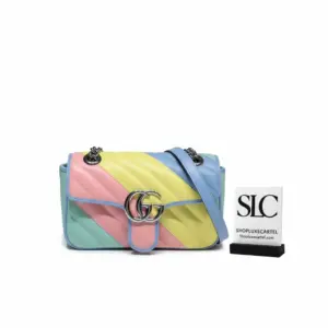Monogram Print Supreme Mini Shoulder Bag in Pastel Rainbow 446744