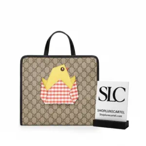 Monogram Print Tote Bag with Embroidered Chick Detail 606192