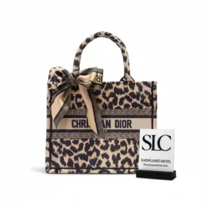 Multicolor Leopard Mizza Embroidery Book Tote Bag 26cm