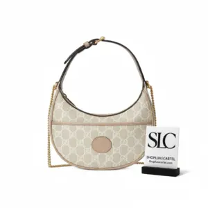 Oatmeal Crescent Shaped Mini Bag with Interlocking G 726843