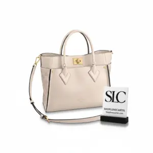 On My Side Top Handle Shoulder Bag in Beige Leather M55802