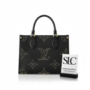 OnTheGo PM Tote in Black Monogram Leather With Studs M46733