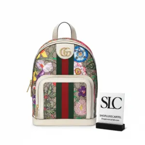 Ophidia GG Flora Print Small Canvas Dome Backpack 547965