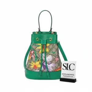 Ophidia GG Flora Print Small Drawstring Bucket Bag 550621