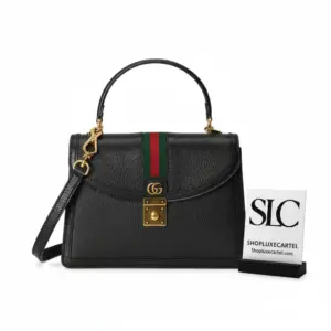Ophidia Small Top Handle Bag with Striped Web Detail 651055