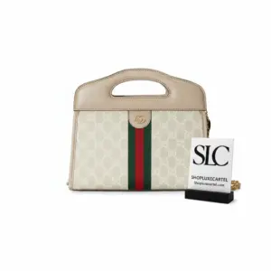Ophidia Small Tote Bag with Classic Web Stripe White 693724