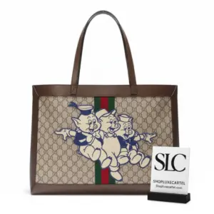 Ophidia Web Stripe Monogram Print Large Tote Bag 547947