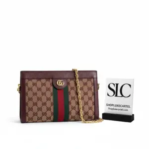 Ophidia Web Stripe Small Dome Shoulder Bag Burgundy 503877