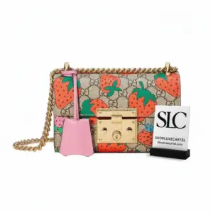 Padlock Monogram Strawberry Print Small Shoulder Bag 409487