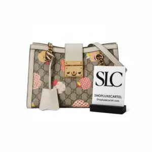 Padlock Shoulder Bag with Monogram Heart Apple Print 498156