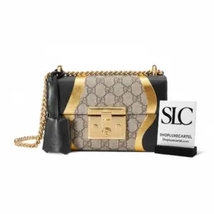 Padlock Small Monogram Print Shoulder Bag in Black 432182
