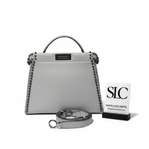 Peekaboo Medium Top Handle Bag with Metal-Plated Studs 8BN290