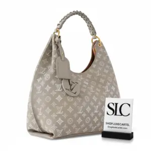 Perforated Leather Hobo Style Shoulder Bag in Grey M23396