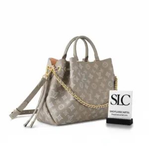 Perforated Monogram Leather Drawstring Bucket Tote Gray M23395
