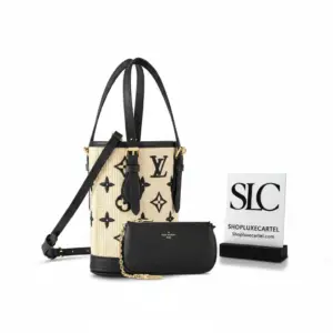 Petite Monogram Print Drawstring Bucket Crossbody Bag M82418