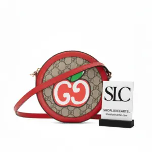 Playful Apple Print Monogram Round Crossbody Shoulder Bag 625216
