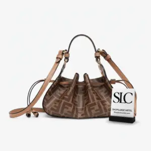 Pomodorino Brown Monogram Print Fabric Mini Shoulder Bag 8BS059