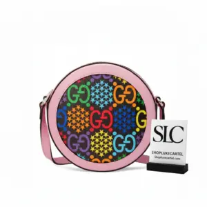 Psychedelic Monogram Print Round Crossbody Shoulder Bag 603938