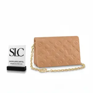 Puffy Quilted Coussin Pochette Shoulder Bag Camel Brown M80818