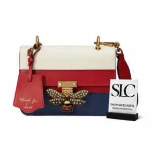 Queen Margaret Striped Shoulder Bag with Bee Detail 476542