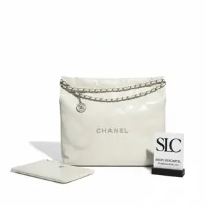 Quilted 22 Small Handbag in Shiny White Calfskin AS3260