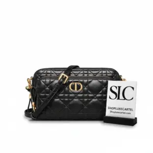 Quilted Cannage Calfskin Double Pouch Crossbody Bag M9237