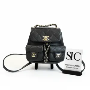 Quilted Caviar Calfskin Mini Flap Backpack in Black AS3787