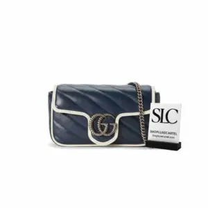 Quilted Chevron Matelassé Leather Super Mini Bag Blue 574969